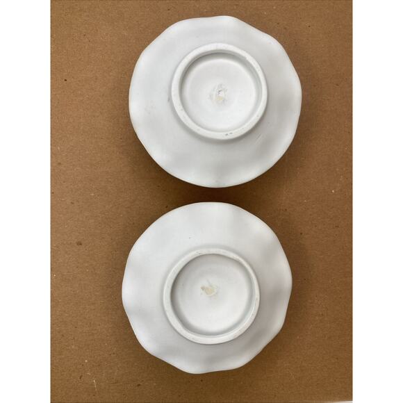 Vtg Unmarked Matte Bisque Porcelain Candle Holder Flowers Ring Handle Lefton 2 - Picture 5 of 8